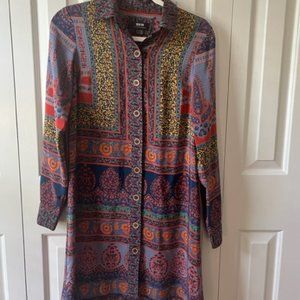 Anthropologie Maeve Multi-Color Button Down Long Sleeve Shirt Dress Size US 0